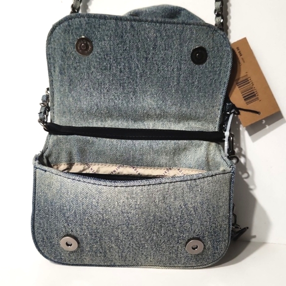 Steve Madden Washed Denim Rose Floral Crossbody Purse - Picture 3 of 14